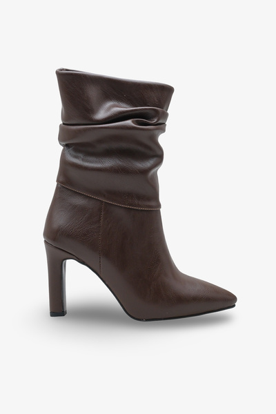 İNNABUTİKK Cizme cu toc pentru femei Malira, cu șnur și vârf ascuțit, maro