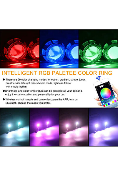 LinePartsBim Set 2 Module LED Devil Demon Eyes RGB Bluetooth pentru Lupe 2.5 inch