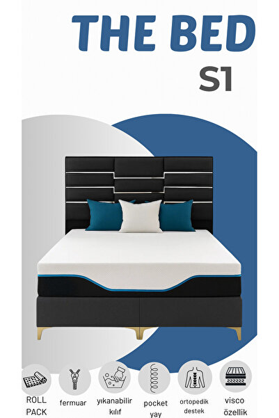 MEG'A Bedding Meg'a The Bed S1 Torba Yaylı Yatak Fermuarlı Yıkanabilir Kılıfl...