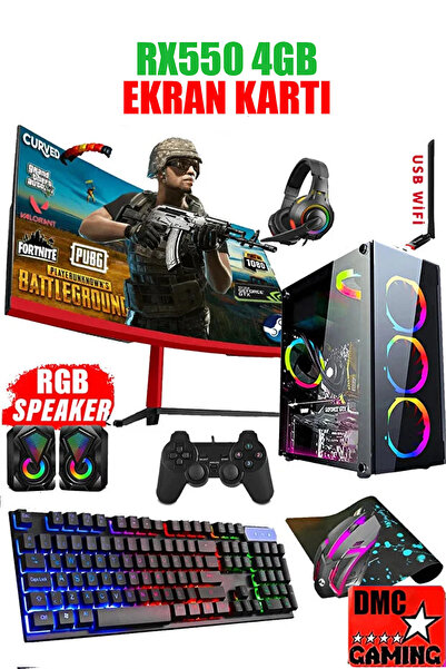 Dmc N232 (PUBG,GTA 5) I5 3470 16GB RAM,512GB SSD,4GB RX550 GDDR5 ,24''oyuncu Masaüstü Bilgisayar