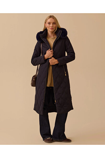 SCL Fermuarlı Kapitone Uzun Anorak Kaban