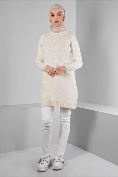 Alvina POMPON DETAILED THROAT KNIT TUNIC 43182