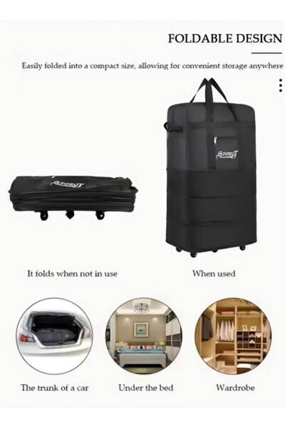 Generic Expandable Foldable Luggage Bag,Collapsible Suitcase with Combination Lock,Rolling Duffel Bag