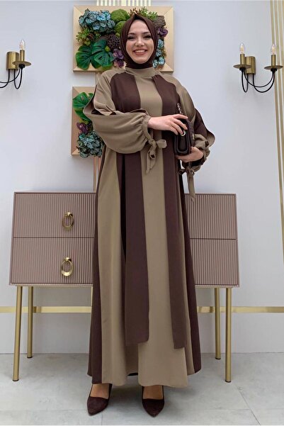 TRENDTESETTÜR ΓΥΝΑΙΚΕΙΟ ΦΟΡΕΜΑ ΚΑΦΕ ΔΙΧΡΩΜΟ ΜΕ ΜΑΝΤΙΛΙΑ Τ 9973