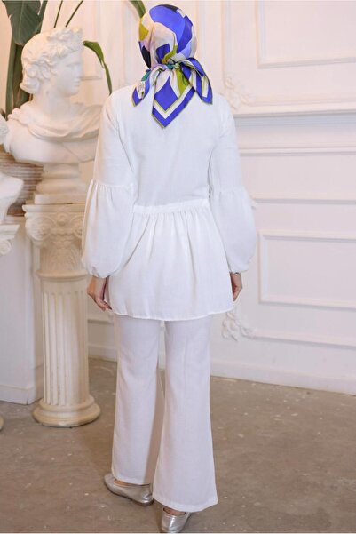 TRENDTESETTÜR WOMEN'S CREAM LACE DETAILED PANT SUIT T 14616