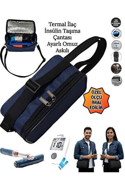 SEVBAGS İlaç İnsülin Taşıma Termal Termos Çantası Ayarlı Omuz Askılı Omuz Çan...