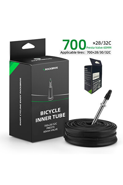 ROCKBROS أنبوب داخلي للدراجة مقاس 700x28-32C FV مقاس 60 مم، أنبوب دراجة طريق مقاس 700C مقاس 700*23C مقاس 25C مقاس 28C مقاس 35C أنبوب شريدر