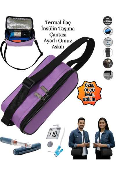 SEVBAGS İlaç İnsülin Taşıma Termal Termos Çantası Ayarlı Omuz Askılı Omuz Çan...