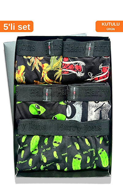 Harry Jons Boxeri pentru bărbați din bumbac colorat, cu model, din 5 bucăți, ...