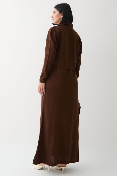 InStyle Набір трикотажних виробів з бісерним болеро та гірким кавовим принтом