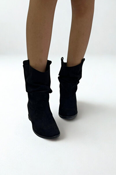 inizio Black Suede Hidden Heel Women's Boots Gd308