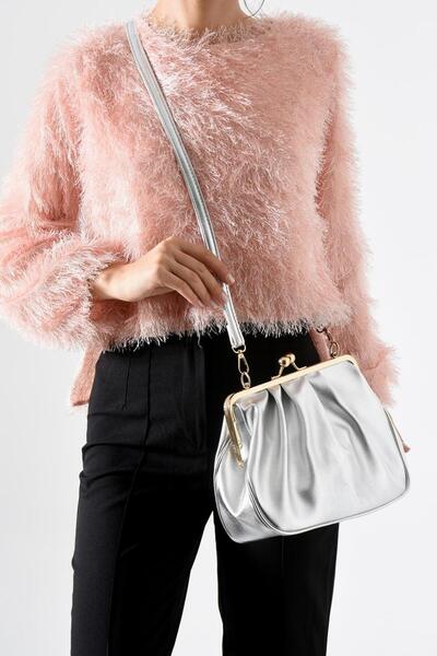 bahwar Women's Bag with Gold Snap Buckle Shoulder Strap