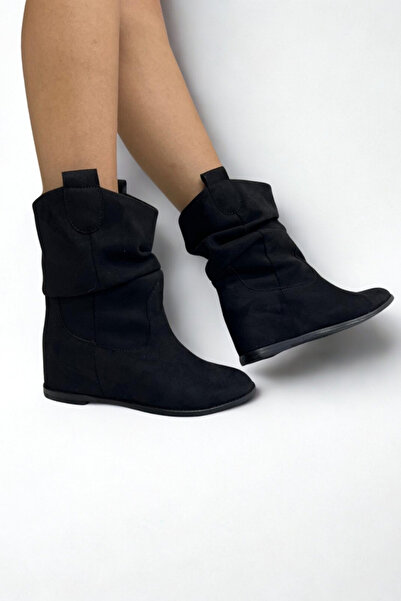 inizio Black Suede Hidden Heel Women's Boots Gd308