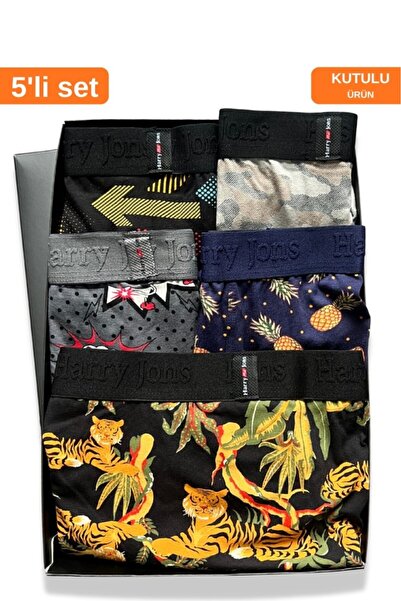 Harry Jons Boxeri pentru bărbați din bumbac colorat, cu model, din 5 bucăți, ...