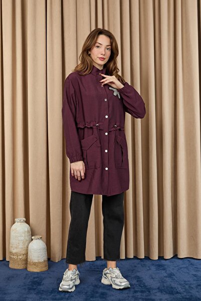 Puane Women's Tunic with Waist Tunnel and Accessories - 10741Tun - Burgundy