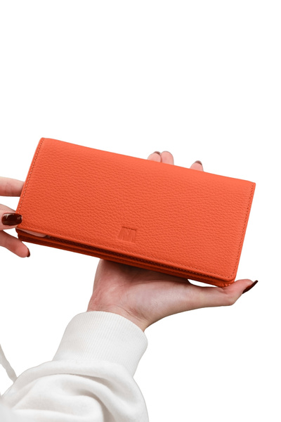 MFT Leather Design Πορτοφόλι Unisex Golden 3367 από γνήσιο δέρμα με θήκη τηλεφώνου