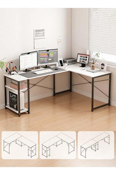 Harlan L-Shaped Desk Computer Corner Table Study Desk Home Office Workstation Modern Simple Desk