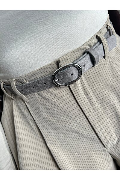 LİA KEMER Desire Ring Patterned Suede Women's Silver Buckle Belt Jacket Belt Dress Belt Trouser Belt