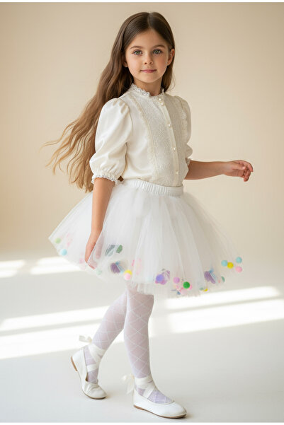 By Piera Flower and Pompom Tutu Skirt 6636