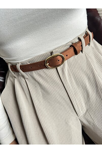 LİA KEMER Desire Ring Patterned Suede Women's Gold Buckle Belt Jacket Belt Dress Belt Trouser Belt