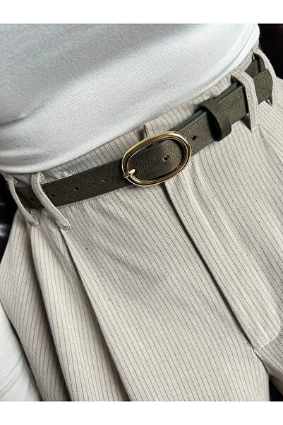 LİA KEMER Desire Ring Patterned Suede Women's Gold Buckle Belt Jacket Belt Dress Belt Trouser Belt