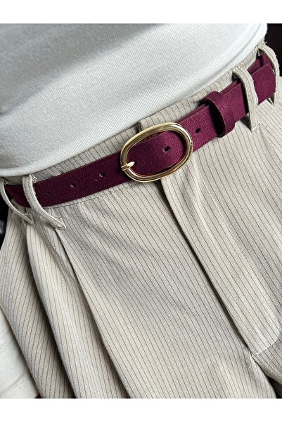 LİA KEMER Desire Ring Patterned Suede Women's Gold Buckle Belt Jacket Belt Dress Belt Trouser Belt