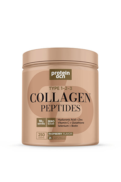 Proteinocean Collagen - Kolajen | Ahududu - 6 Vitamin İlaveli - Tip 1,2,3 - 250g 25 Servis