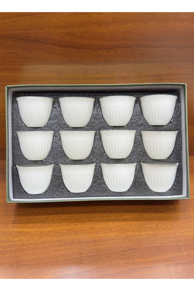 ALQANNAS 12-piece porcelain silver-lined coffee cups, elegant and high quality