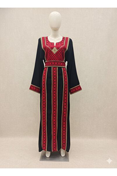 TRANDNIUM Women's dress, an authentic design collection embroidered in the traditional Palestinian style with local motifs, a jalabiya
