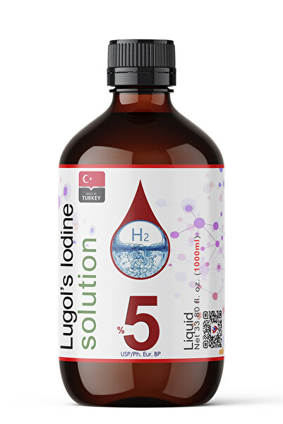 Dolar Kimya محلول لوجول 5% |   1000 مل |   زجاجة زجاجية (ليوجول، يود، يود لوجول)