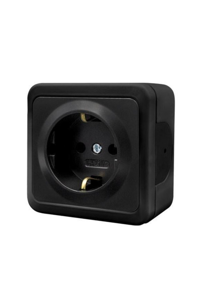 NE-AD Multima Siyah Topraklı Priz Sıva üstü