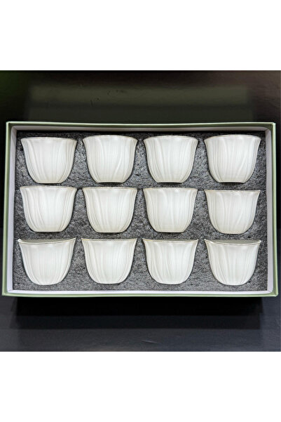 ALQANNAS 12-piece porcelain silver-lined coffee cups, elegant and high quality