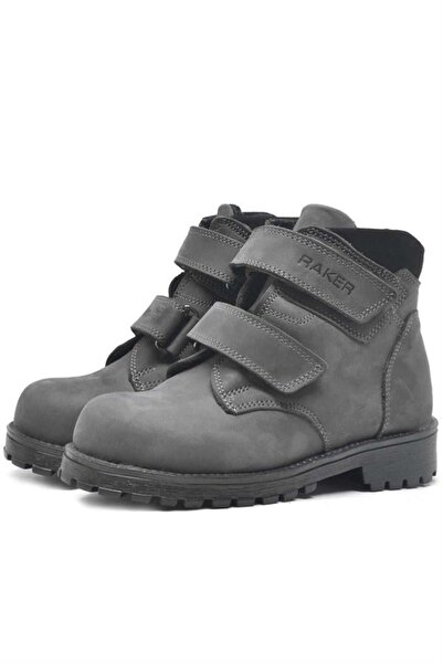 Rakerplus Sentor Справжня шкіра Сірий хутряний дитячий черевик на липучці