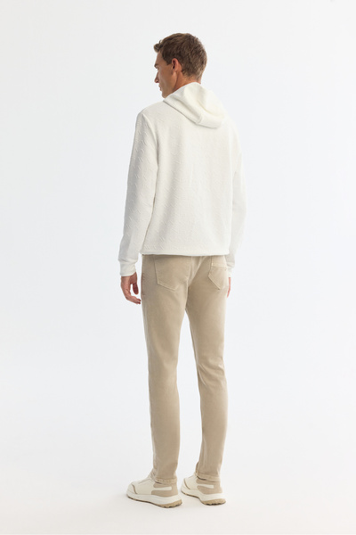 Avva Ανδρικό φούτερ με κουκούλα εκρού με στάμπα ελαστάνης κανονικής εφαρμογής A42Y1332