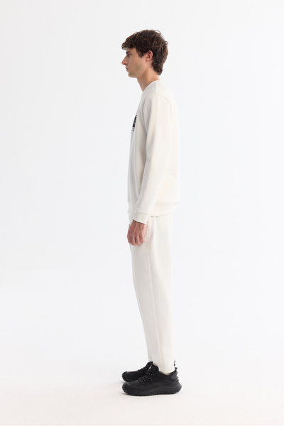 Avva Men's Ecru Crew Neck Easy-Iron Cotton Regular Fit Sweatshirt A42Y1270