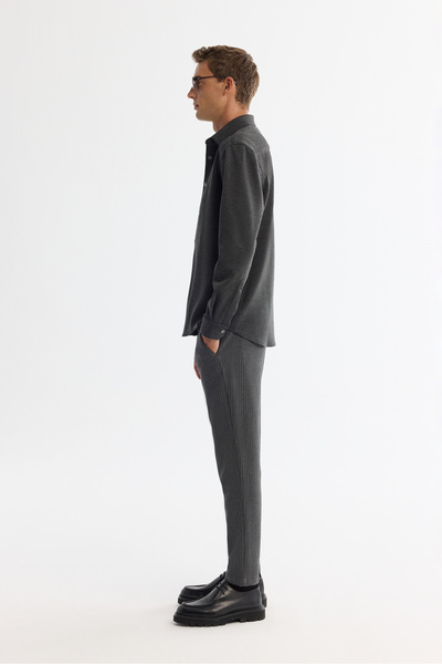 Avva Erkek Antrasit Düğmeli Yaka Diyagonel Çıtçıtlı Comfort Fit Gömlek A42Y2124