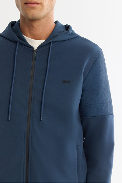 Avva Чоловічий індіго бавовняний світшот з капюшоном, блискавкою та еластаном, прямий крій A42Y1264
