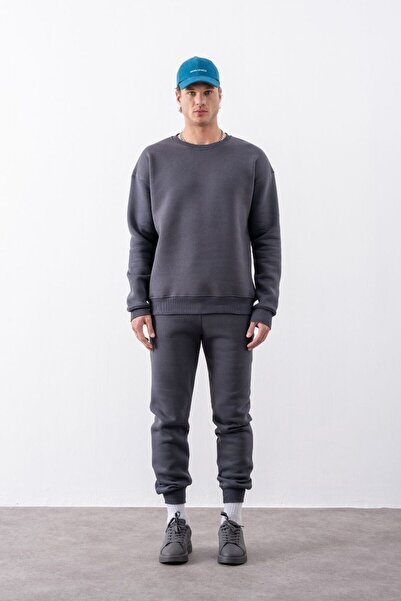 gothamvibes Men's Relaxed Cut Anthracite Tracksuit Bottom