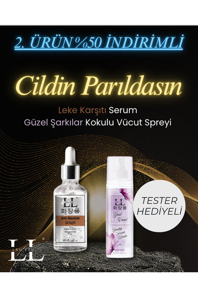 LAU LAU PÜRÜZSÜZ BİR CİLT İÇİN LEKE KARŞITI SERUM VE GÜZEL ŞARKILAR VÜCUT SPREYİ