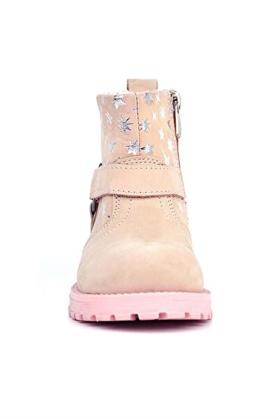 Rakerplus Chiron Genuine Leather Powder Star Patterned Zippered Fur Girl's Boots