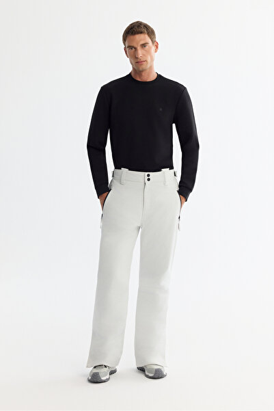 Avva Ανδρικό παντελόνι σκι με αντιανεμικό αντιανεμικό λευκό χρώμα με ρυθμιζόμενο άνετο τοποθέτηση στη μέση A42Y3125