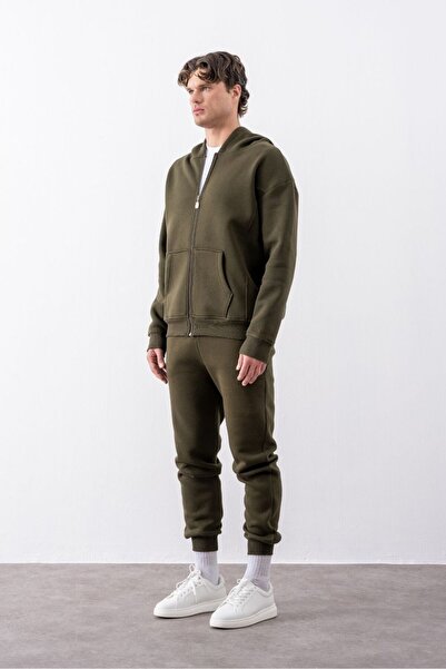 gothamvibes Ανδρικό παντελόνι φόρμας χακί χαλαρής εφαρμογής