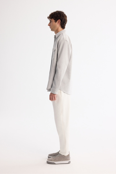 Avva Erkek Gri Klasik Yaka Kaşe Kapaklı Comfort Fit Gömlek Ceket A42Y2129