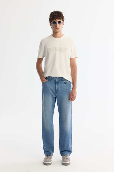 Avva Erkek Mavi Eskitme Yıkama Tokyo Straight Fit Jean Pantolon A42Y3535