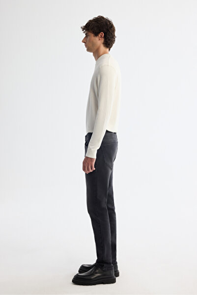 Avva Pantaloni negri pentru bărbați, cu spălare antică, Overdy Berlin, slim fit, A42Y3511