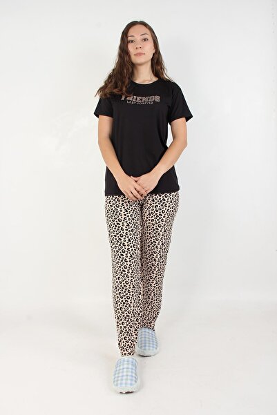 Mckanzie 3214 Milan Crew Neck Short Sleeve Top Long Bottom Friends Last Forever Pajama Set