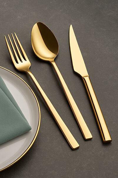 Arsel Alize Titanyum Gold 89 Parça 12 Kişilik Çatal Kaşık Bıçak Servis Takımlı Tam Set