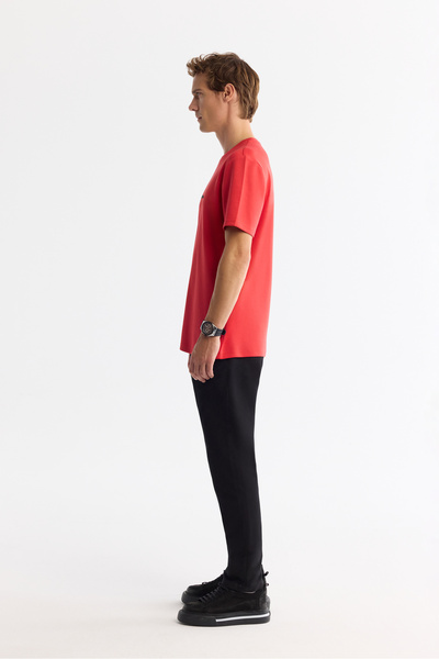 Avva Men's Red Crew Neck Elastane Interlock Regular Fit T-Shirt A42Y1003