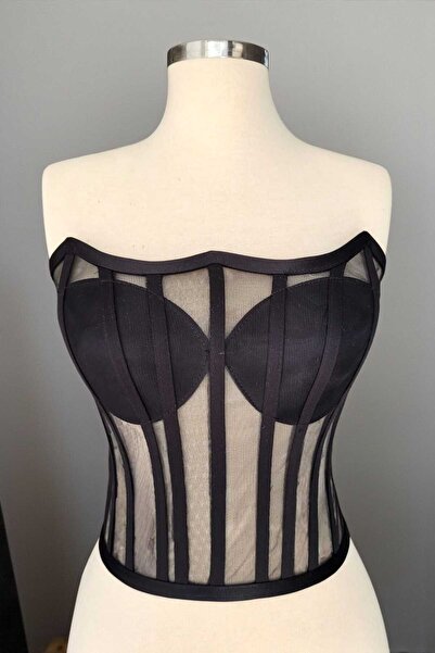 FİYPER Весільні сукні готового розміру - Прозорий корсетний бюст'є на підкладці