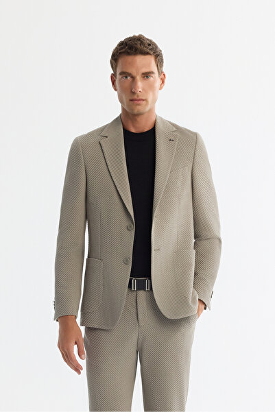 Avva Men's Mink Mono Collar Bi-Stretch Unlined Blazer Comfort Slim Fit Jacket A42Y4012